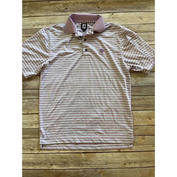 FootJoy FJ Golf Polo Men’s Small Purple White Teal Stripe Shirt 1920 Oak tree - Picture 1 of 7